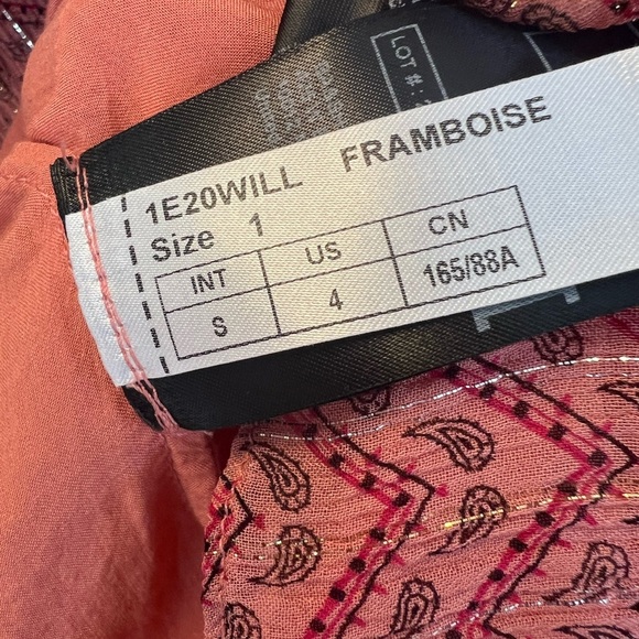 ba&sh “WILL” Framboise Metallic Paisley Mini Dress Size US 4 (FR 1) - Picture 9 of 12